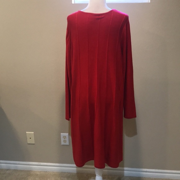 Jessica Howard Ribbed Cable Knit Rounded Neckline Long Sleeved Midi Dress-3X - Picture 2 of 14
